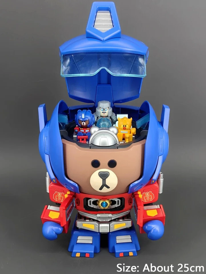 Transformers Line Friends Optimus Prime × Brown Blokees Mokoo Mega Action Figure - Image 3 of 4