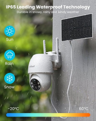 ieGeek Solar Security Cameras Wireless Outdoor, 2K 2.4G WiFi Camera 360° PTZ - Picture 3 of 9