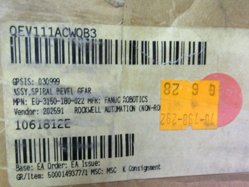 EO-3150-180-022 FANUC Spiral Bevel Gear Assy Rockwell Automation 1061812E - Picture 4 of 4