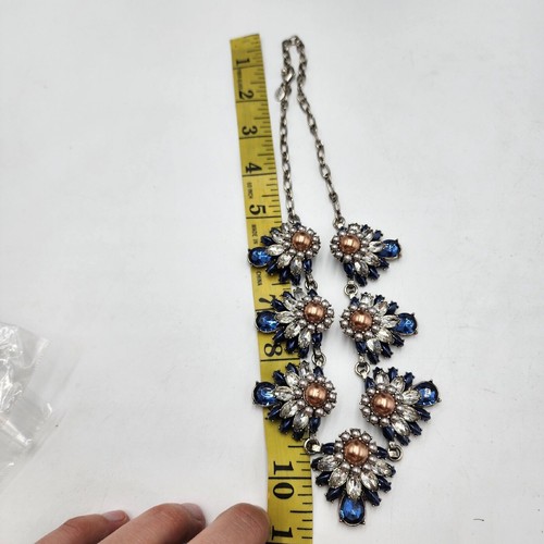 Joan Rivers blau rosa Strass klobig Statement Kragen 20" Halskette Glitzer - Bild 7 von 7