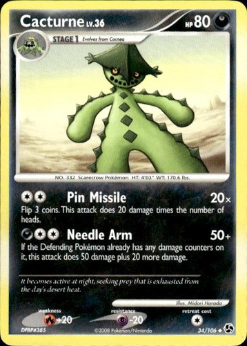 Vintage Wotc Pokemon Cacturne Great Encounters 34/106 Light Play LP