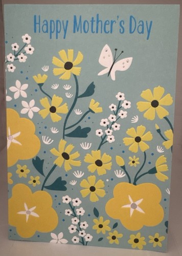 Mother's Day Greeting Card Yellow & White Embossed Flower Design