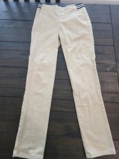 Girls French Toast Tan Khaki Pants Youth 14 Elastic Waist Navy White Stripes