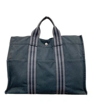 HERMES Fourre Tout MM Tote bag Handbag Double handle Canvas Black Authentic