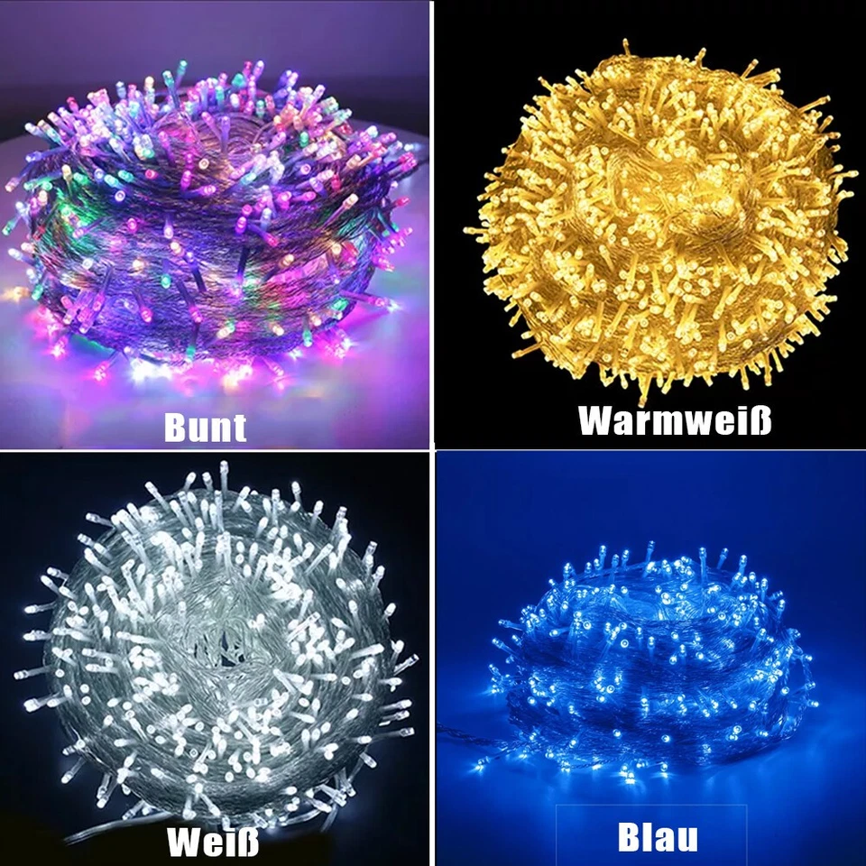10M-100M LED Weihnachtsbeleuchtung Lichterkette Innen Außen Garten Xmas Deko DE - Bild 3 von 4