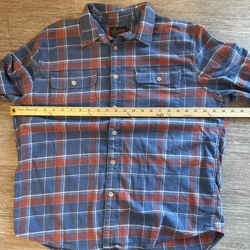 Lucky Brand Flannel Shirt Mens XL Button Up Long Sleeve Plaid Blue - Picture 3 of 9