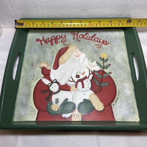 Weihnachten Weihnachtsmann Holz Serviertablett nie benutzt Happy Holidays - Bild 4 von 6