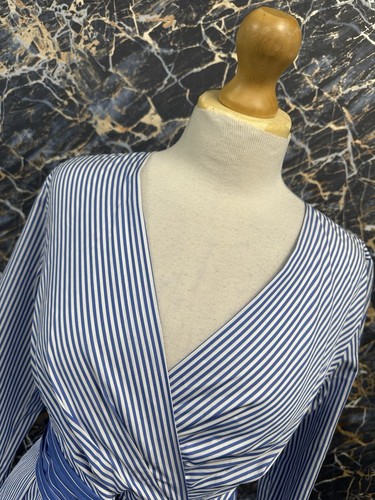 LK Bennett Alela Mock Wrap Dress Ladies Blue/White Size 10 #REF104 - Imagen 2 de 7