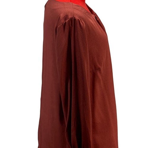 Lane Bryant Rust Pleated Scoop Neck Long Sleeve Dressy Blouse Women 14 - Picture 4 of 7