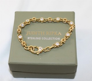 Judith Ripka Gold Plated Sterling Silver CZ Tennis Bracelet 6.5"