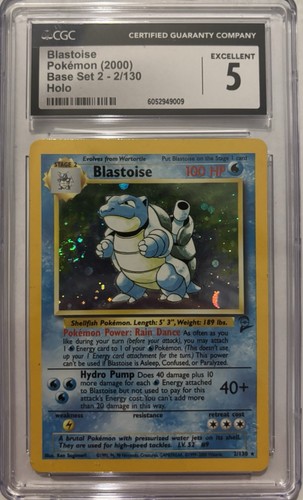 Pokémon TCG Blastoise Base Set 2 Holo Unlimited Rare CGC 5 Excellent - Picture 1 of 2