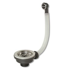 Piletta basket lavello cucina foro 90mm con troppo pieno tondo - attacco 1''1/2