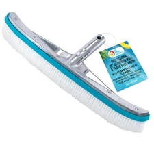 18" Aluminum Wall & Floor Swimming Pool Brush w/ Nylon Bristles & EZ Clip Handle