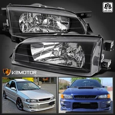 Black Fits 1995-2001 Subaru Impreza Headlights Head Lamps Pair Left+Right 95-01