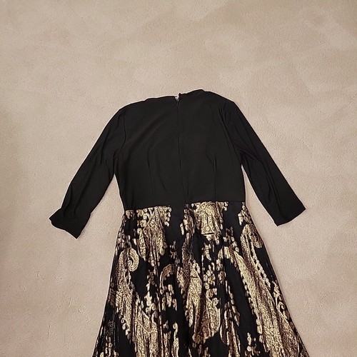 Vestido envolvente negro y dorado Be by Chetta. Talla 12 Formal Hasta el Suelo Mangas 3/4 - Imagen 16 de 20