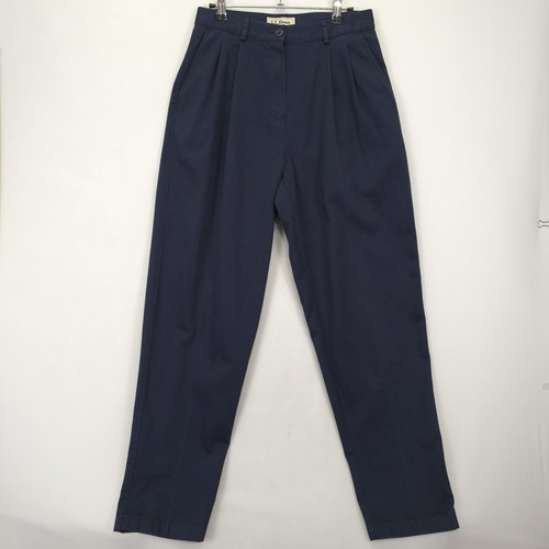 LL Bean Hose Damen 8 blau Chino gerades Bein Plissee Taschen normale Passform - Bild 3 von 11