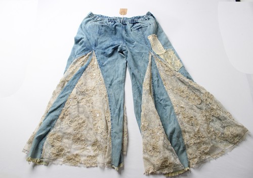 A Rare Bird Women's Denim Lace Insert Denim Jeans NC3 Blue/Ivory Size XL - Picture 3 of 5