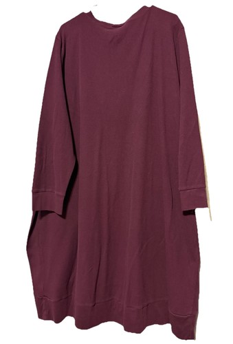 Woman Within Burgunderrot Langarm Waffel Strick Thermo Midi Kleid Reißverschluss Taschen 2X - Bild 4 von 12