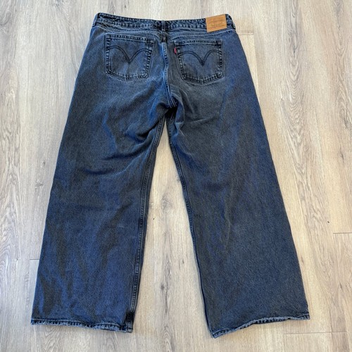 Levi Strauss Premium Women's Low Loose Wide Leg Jeans Black Wash Size 33x30 - Picture 6 of 7