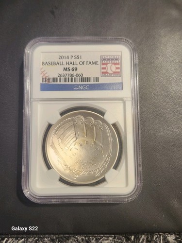 2014 P Baseball Hall of Fame Commemorative Silver Dollar NGC MS69 - Picture 2 of 9