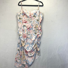 Cider Asymmetrical Ruched Maxi Dress Womens 2X Pastel Abstract Lightweight