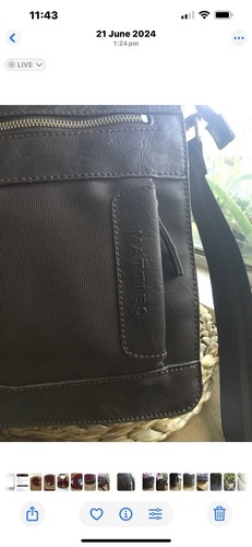 Spanish Made Brown Leather And Canvas Shoulder Cross Body Bag By MATTIES - Picture 3 of 8