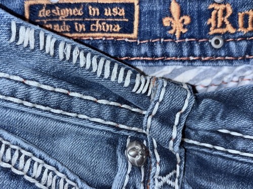 Trendy Buckle Rock Revival May Easy Boot Denim Jeans 26 Flap Pockets Stitched - Picture 8 of 10