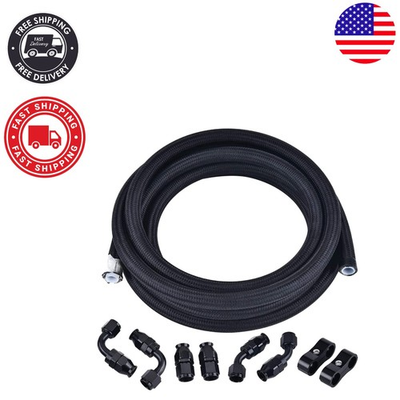 #ad 10FT 6AN PTFE Fuel Line Durable Black Hose for High Pressure Up to 1500 PSI $115.99