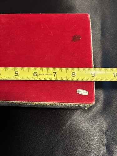 "Caja de baratijas de joyería tapiz de colección espejado rojo terciopelo forrado tela floral 9""x6""" - Imagen 16 de 20