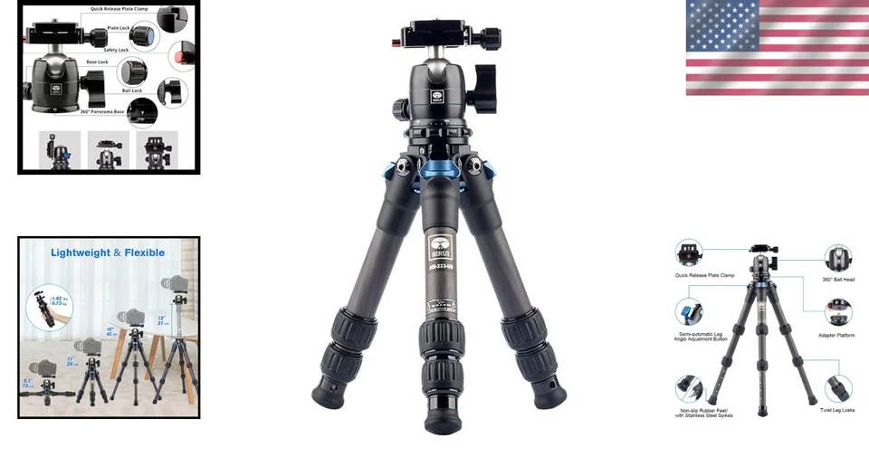 Compact Carbon Fiber Tripod 360° B-00K Ball Head - Image 2 of 4