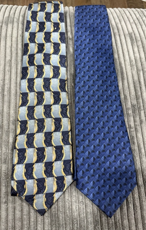 Pair Of Cocktail Colors Men’s 100% Silk Ties  Blue - Image 4 of 4