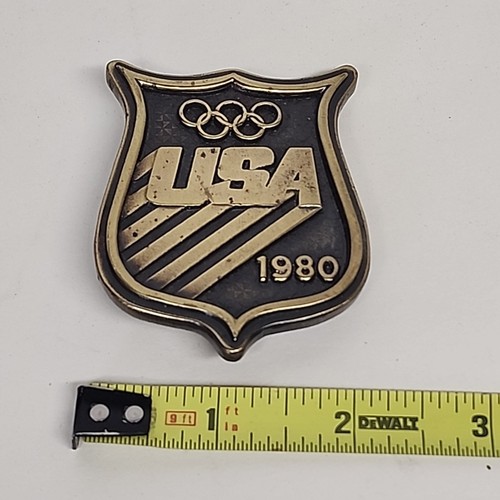 Vintage 1980 USA Olympics Sports Summer Games Belt Buckle Bergamot Brass Works - Picture 8 of 8
