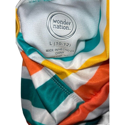 Wonder Nation Aloha Swimsuit Girls 1 Piece Stripped Multicolor L 10-12 - Picture 4 of 4