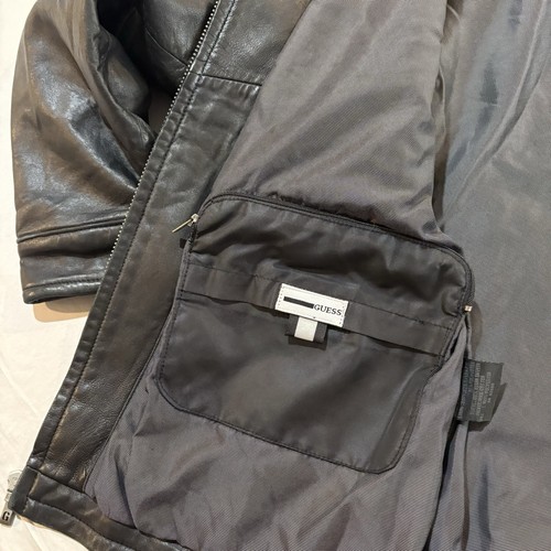 Vintage Guess Leather Jacket Men’s Sz L Cafe Racer Moto Buttery 90s - Picture 12 of 18