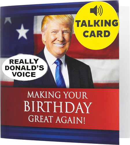 Biglietto Compleanno Trump Felice Con Suono Voce Reale Auguri Compleanno Uomo e Donna. - Foto 8 di 12