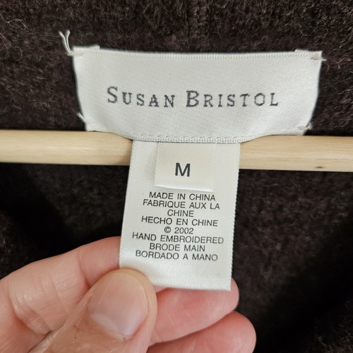 Susan Bristol Vtg 90s Hand Embroidered Floral Wool Cardigan Jacket Wmns Sz Med - Picture 4 of 13