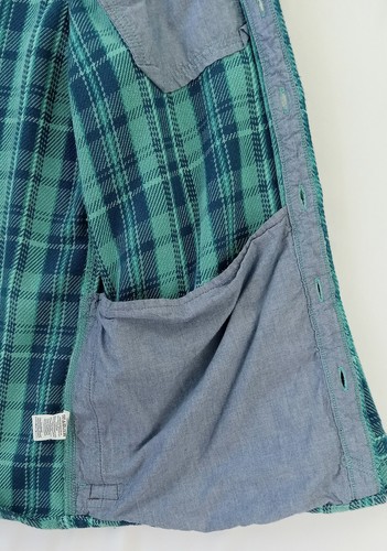 Large-Tall Men's L.L.BEAN Slightly Fitted Teal Plaid Layering Shacket Shirt - Picture 9 of 18