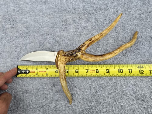 Whitetail Deer Antler Bone Handle Knife Custom Made Unique Unusual * See Pics - Picture 9 of 11