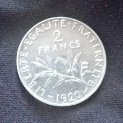 2 Francs France Semeuse 1920 9.96g - Photo 1/2