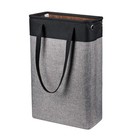 Black, Grey Slim Laundry Basket, Handles, Collapsible, Narrow, Foldable Hamper