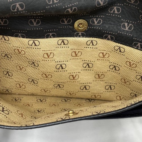 Valentino Handtasche Beuteltasche Handtasche Logo Leder schwarz marine echt - Bild 13 von 24