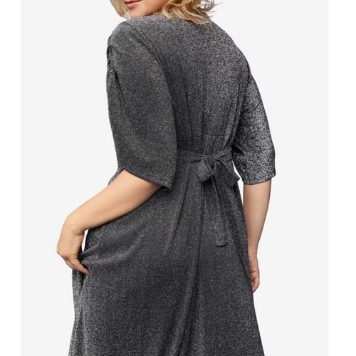 Neu ELLOS Strick-Maxikleid mit Schnürung Damen Übergröße 18/20 (L) schwarz silber - Bild 3 von 10