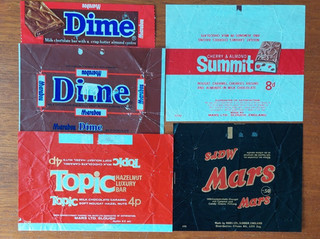 vintage chocolate bar wrappersx5 Dime Topic Summit Mars
