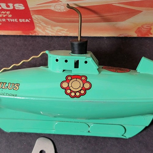 Vtg 1950's Sutcliffe Tinplate Clockwork Walt Disney Nautilus Submarine In Box PA - Picture 6 of 20