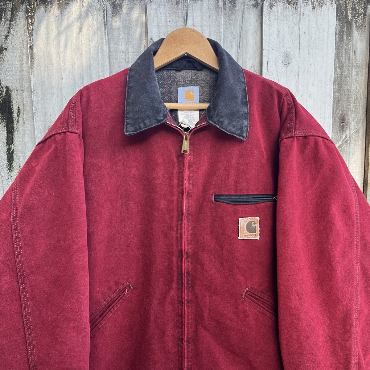 Vintage Vtg Crimson Red Carhartt Detroit Jacket J97 Adult XL