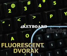 Glowing fluorescent Dvorak keyboard stickers