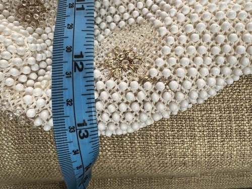 Vintage Lumured Corde Bead White With Flowers - Picture 6 of 8