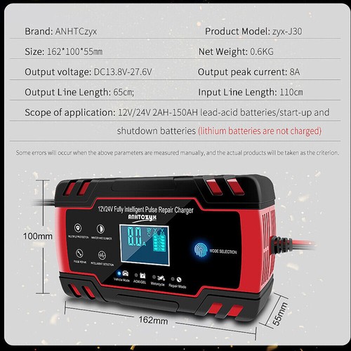 8A 12V 24V Fully-Automatic Smart Car Battery Charger Maintainer Trickle Charger - Picture 3 of 68