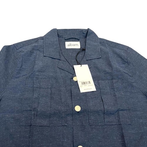 Camisa de doble bolsillo Albam Safari SS para hombre (Marina) talla pequeña - nueva con etiquetas - Imagen 2 de 7