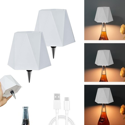 2pcs Wireless Wine Bottle Lamp Portable LED Light Dimming Table Bar Lamp White - Picture 1 of 13